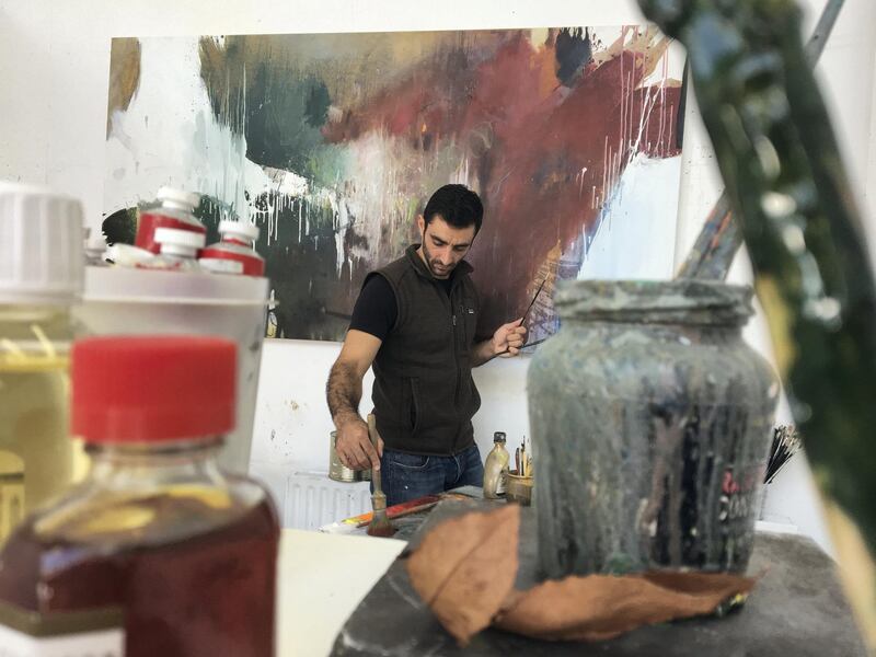 Lebanese painter Richard Hearns in his workshop. Courtesy the artist