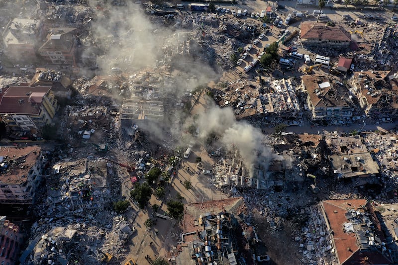 Destroyed buildings in Antakya, south-eastern Turkey. AP