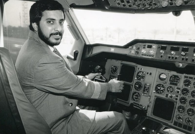 Capt Ahmed Al Shamsi at the helm of an aircraft. He survived a first solo flight that was plagued by a faulty repair and a hair-raising landing. Courtesy Capt Ahmed Al Shamsi