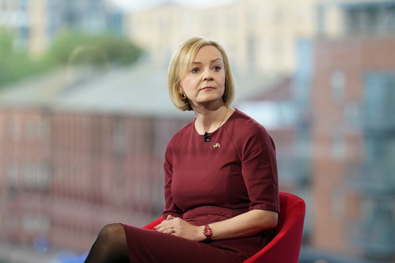British Prime Minister Liz Truss in the studio appearing on the BBC1 current affairs programme, 'Sunday With Laura Kuenssberg'. PA
