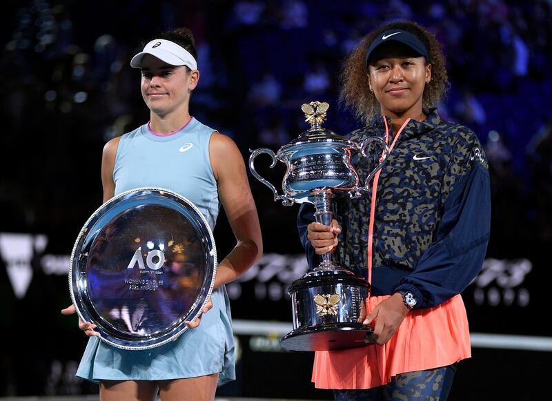 Japan's Naomi Osaka and  Jennifer Brady of the United States after the match. PA