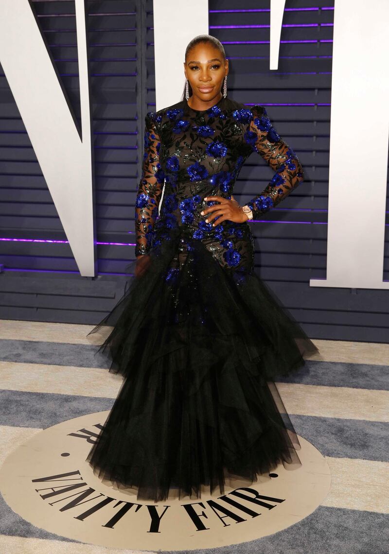 Serena Williams arrives at the 2019 Vanity Fair Oscar Party. Reuters