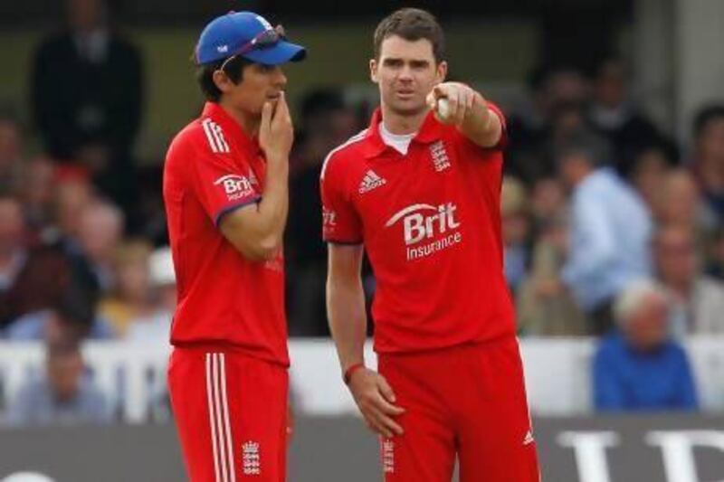 England pair Alistair Cook, left, and James Anderson, right, are currently involved in a one-day series at home against New Zealand. Ian Kington / AFP