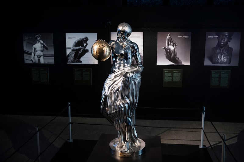 The world's first Al sculpture "The Impossible Statue", is displayed at the Tekniska museum in Stockholm on June 8, 2023.  Inspired by the works of five masters, including Michelangelo, Rodin and Takamura, a Swedish museum is exhibiting a statue created exclusively using artificial intelligence (AI), dubbed the "Impossible Statue".  (Photo by Jonathan NACKSTRAND  /  AFP)  /  RESTRICTED TO EDITORIAL USE - MANDATORY MENTION OF THE ARTIST UPON PUBLICATION - TO ILLUSTRATE THE EVENT AS SPECIFIED IN THE CAPTION