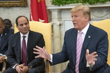 US President Donald Trump and Egyptian President Abdel Fattah ElSisi at the White House in Washington, D.C., on Tuesday, April 9, 2019. Bloomberg