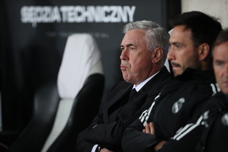 Real Madrid coach Carlo Ancelotti watches the action. EPA