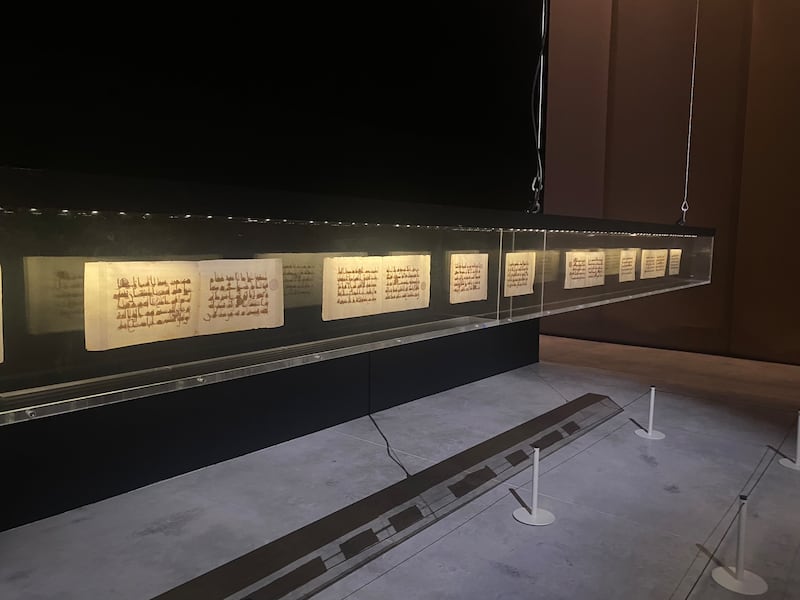 The biennale includes several remarkable specimens of ancient Quran mansuscripts. Hareth Al Bustani / The National