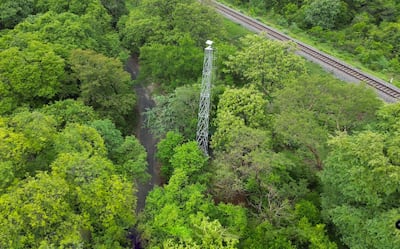 Authorities installed five towers on Track A and seven on Track B in the Madukkarai forest range of India’s southern Tamil Nadu state. Photo: Coimbatore Forest Department