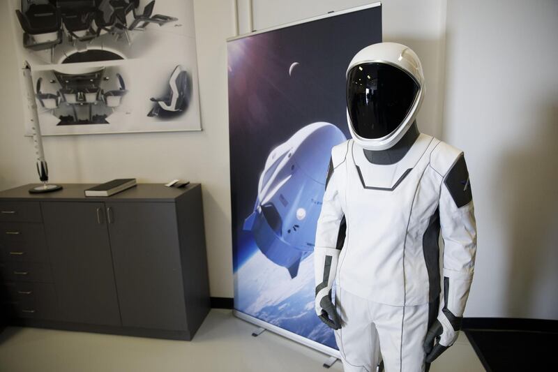 A spacesuit is displayed ahead of the NASA Commercial Crew Program (CCP) astronaut visit. Bloomberg