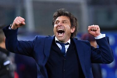 Soccer Football - Serie A - Bologna v Inter Milan - Stadio Renato Dall'Ara, Bologna, Italy - April 3, 2021 Inter Milan coach Antonio Conte celebrates after the match REUTERS/Jennifer Lorenzini