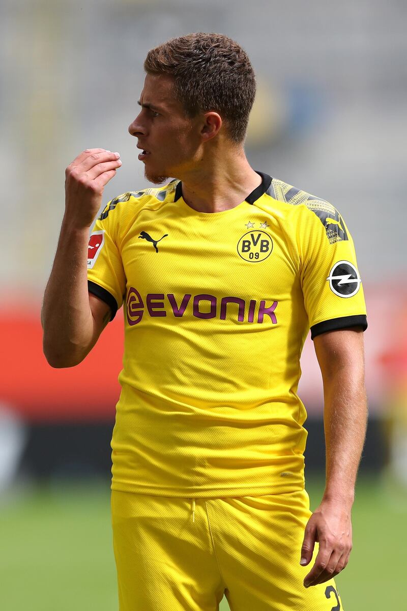 Thorgan Hazard of Borussia Dortmund reacts to a missed chance at the Merkur Spiel-Arena in Duesseldorf. EPA