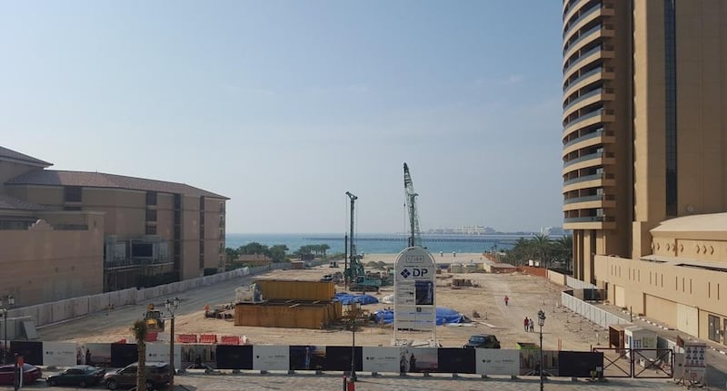 Work is under way at the 1/JBR project in Dubai. Courtesy Dubai Properties