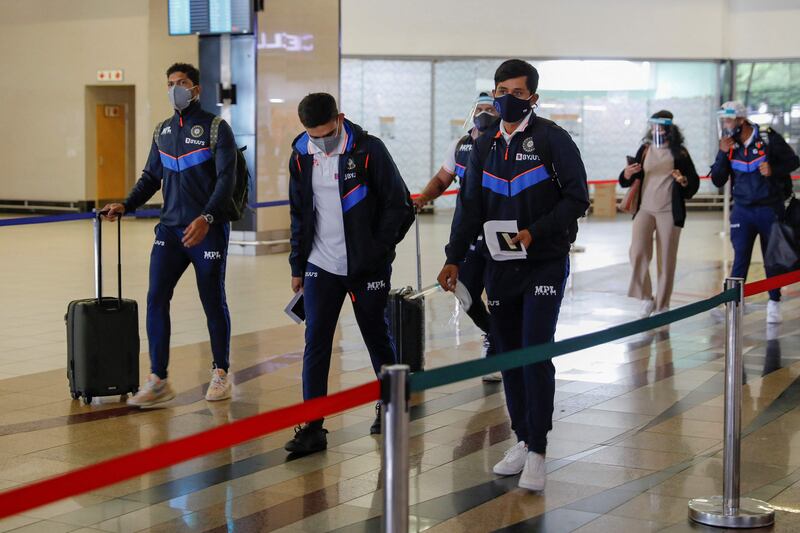 Indian players arrive at the OR Tambo International Airport in Johannesburg. AFP