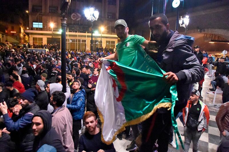 Algerians demonstrate in Algiers against President Abdelaziz Bouteflika's bid for a fifth term.  AFP