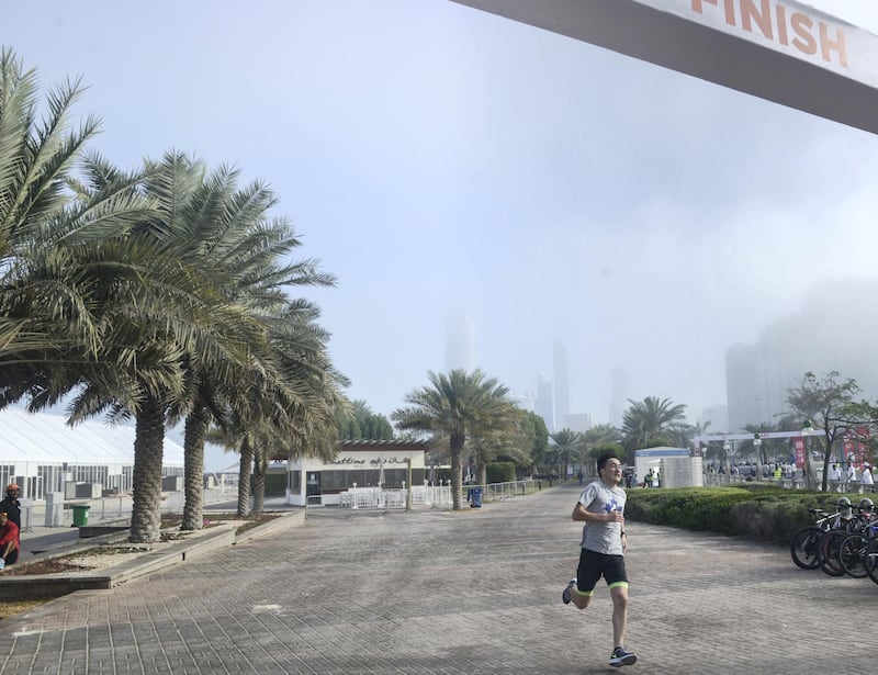 Abu Dhabi, United Arab Emirates - Ulukbek Sarbagyshov, 25, comes first place at the Terry Fox run on the Corniche on January 19, 2018. (Khushnum Bhandari/ The National)
