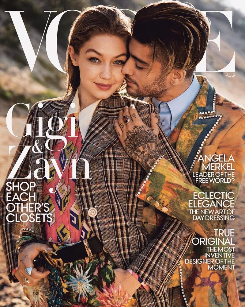 The couple graced the cover of Vogue's August 2017 issue. Instagram / Gigi Hadid