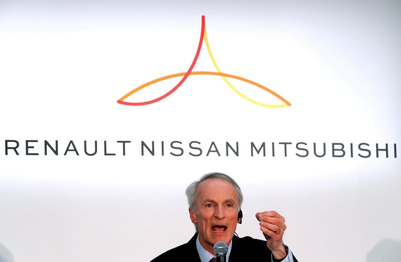 FILE PHOTO: Renault Chairman Jean-Dominique Senard attends a Renault, Nissan and Mitsubishi chiefs' joint news conference in Yokohama, Japan, March 12, 2019. REUTERS/Kim Kyung-Hoon/File Photo