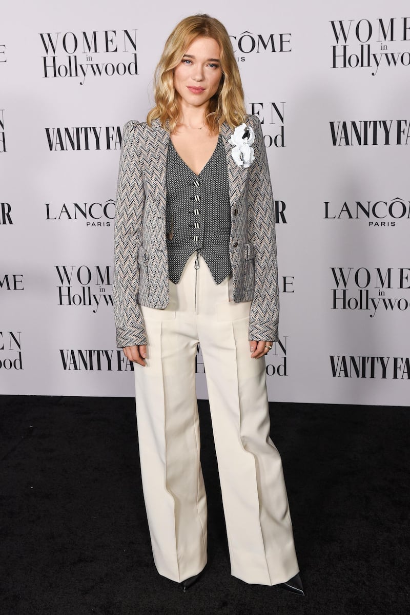 Lea Seydoux in Louis Vuitton at the Vanity Fair and Lancôme Women in Hollywood celebration at Soho House on February 06, 2020 in West Hollywood, California. AFP