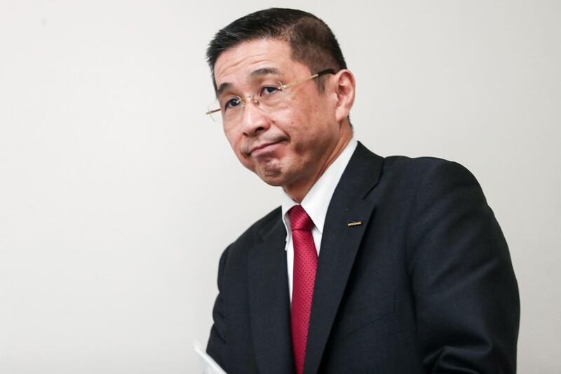 (FILES) In this file photo taken on December 17, 2018 Nissan Motors CEO Hiroto Saikawa attends a press conference at the company's headquarters in Yokohama, Kanagawa prefecture. The CEO of crisis-hit Japanese automaker Nissan plans to resign, reports said on September 9, 2019, as the firm's board meets to discuss an audit launched after its former chief was arrested for financial misconduct. / AFP / Behrouz MEHRI
