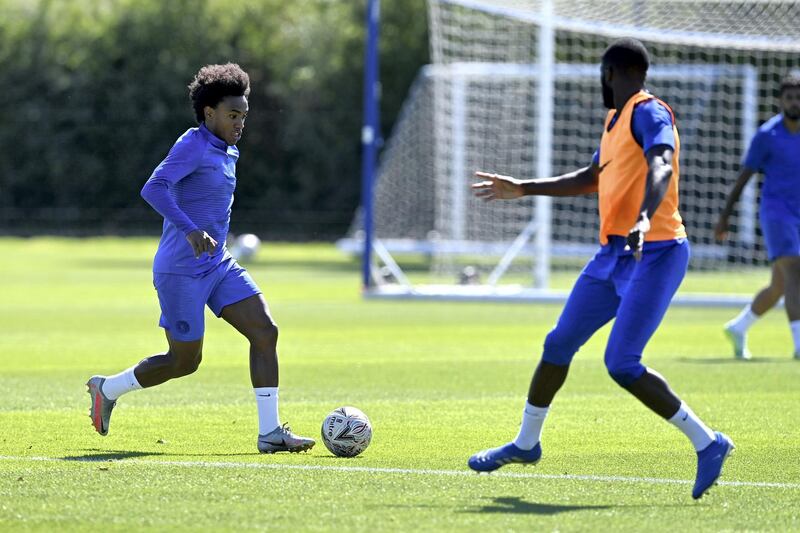 COBHAM, ENGLAND - JULY 31: Willian of Chelsea during a training session at Chelsea Training Ground on July 31, 2020 in Cobham, England. (Photo by Darren Walsh/Chelsea FC via Getty Images)