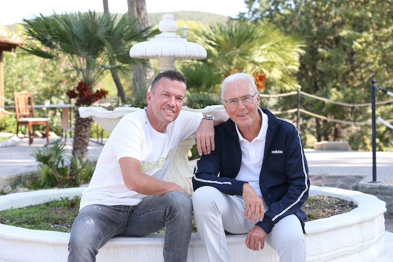 World Champions Lothar Matthaus, left, and Franz Beckenbauer pictured together in 2020. Getty Images