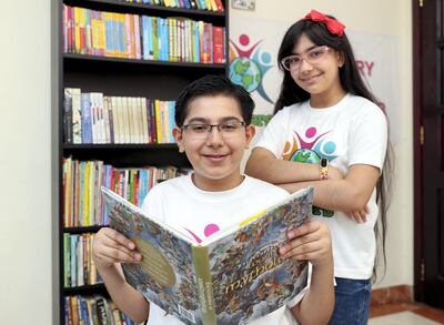Dubai, United Arab Emirates, August 09, 2017: Siblings Aaditya 11 & Aditi 9 Gandhi who are part of a Good Deeds book have set up a library and contributed their books for the community on Wednesday, Aug. 09, 2017, in Dubai. Chris Whiteoak The National