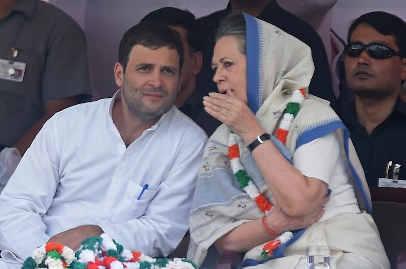 Congress party vice-president Rahul Gandhi and the party's president, Sonia Gandhi. Sajjad Hussain / AFP
