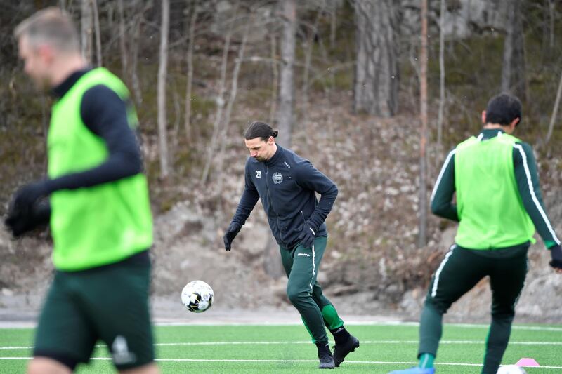 Zlatan Ibrahimovic during training on Monday. Reuters