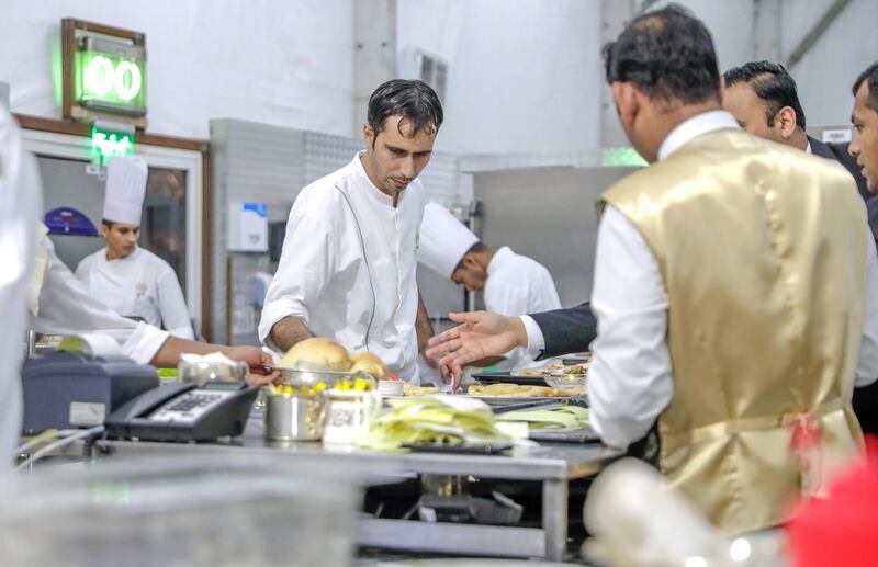 Abu Dhabi, United Arab Emirates, May 22, 2019.    Suhur at the Emirates Palace Hotel with Soux Chef, Yahia Al Mustafa and his Ramadan tent team.
Victor Besa/The National
Section:   NA
Reporter:  John Dennehy