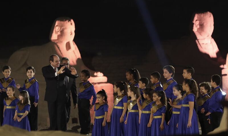 Egyptian President Abdel Fattah El Sisi attends the opening ceremony at Luxor Temple. EPA