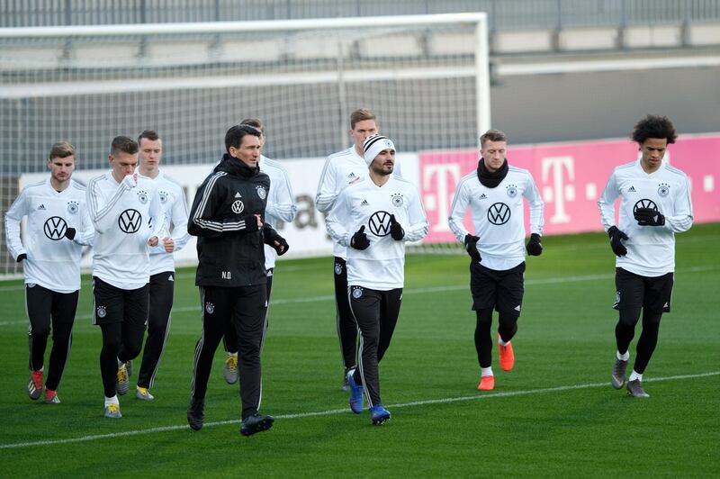 Germany's players take part a training session in Wolfsburg, western Germany on March 18, 2019.

 Germanywill face Serbia in a friendly football match against Serbia on March 20, 2019 - Germany OUT
 / AFP / dpa / Peter Steffen
