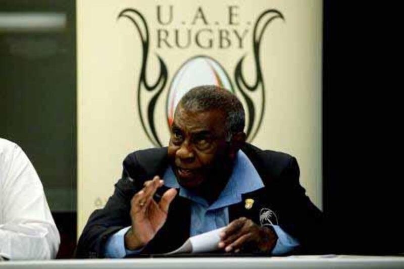 Dubai, United Arab Emirates, July 16, 2013:    Epeli Lagiloa of Fiji speaks during a news conference announcing him as UAE Rugby's new performance manager at the Al Manzil Hotel in Dubai on July 16, 2013. Christopher Pike / The National

Reporter: Paul Radley
