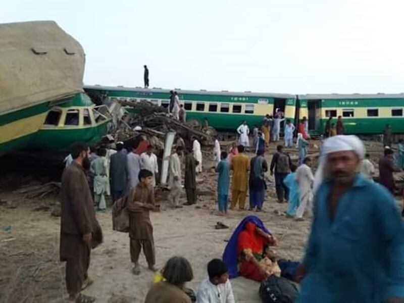 Five train carriages were derailed and twisted in the collision, requiring rescue workers to cut through metal to reach the injured.  EPA