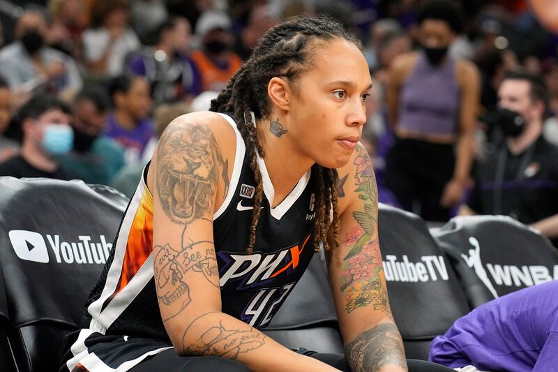 Phoenix Mercury centre Brittney Griner at basketball's WNBA Finals in October 2021.  AP Photo