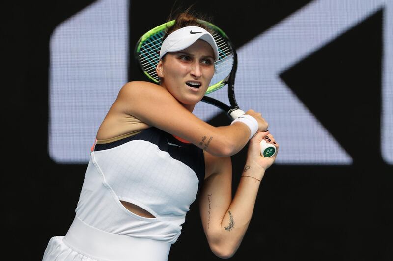 Marketa Vondrousova hits a return to Sorana Cirstea during their match on day five of the Australian Open. AFP