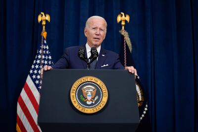 US President Joe Biden speaks to reporters after meetings with Saudi Crown Prince Mohammed bin Salman in Jeddah on July 15, 2022. AP Photo