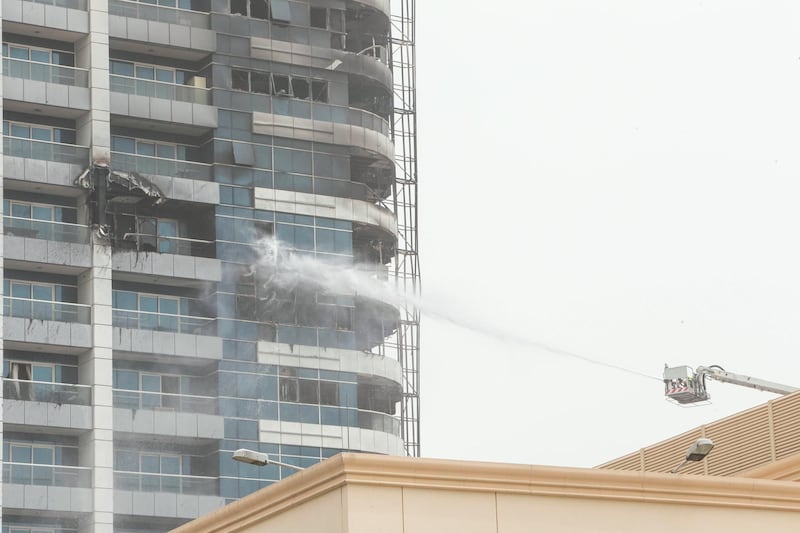 DUBAI, UNITED ARAB EMIRATES 13 MAY 2018 -Fire at Zen Tower in Marina, Dubai. Leslie Pableo for The National