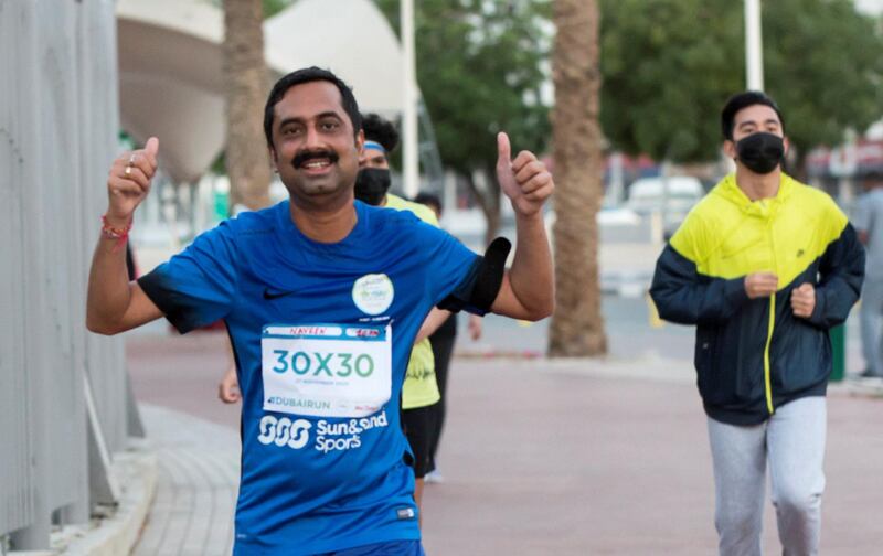 Dubai, United Arab Emirates - Participants at the Dubai Run, The Frame Zabeel Park.  Leslie Pableo for The National