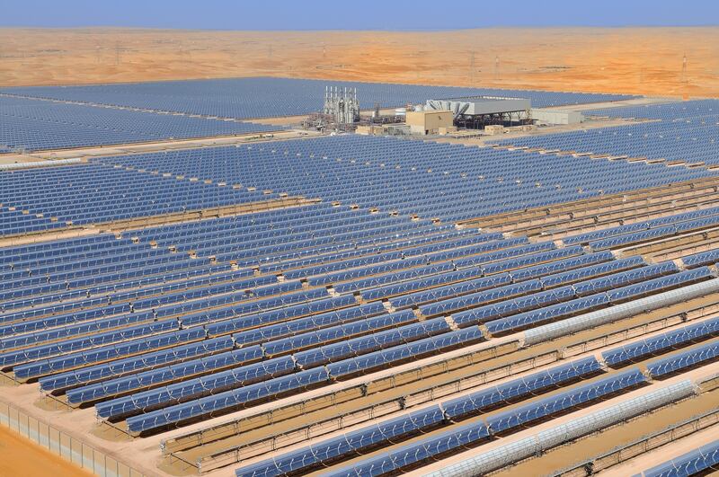 The Shams 1 solar power plant near Madinat Zayed in Abu Dhabi's Al Dhafra region. Photo: Shams 1