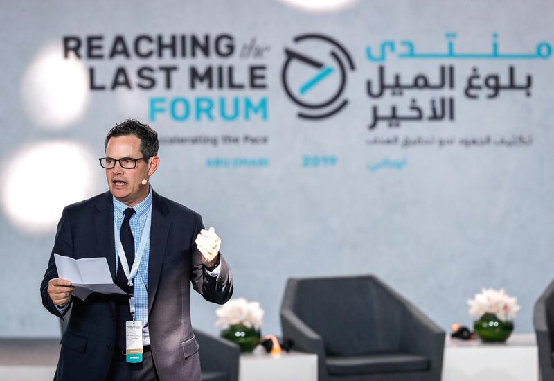 Abu Dhabi, United Arab Emirates, November 19 , 2019.  
Reaching the Last Mile Forum.
—Chuck Slaughter, Founder and Chairman of Living Goods and Managing Director of Horace W. Goldsmith Foundation
Victor Besa / The National
Section:  NA
Reporter:  Dan Sanderson