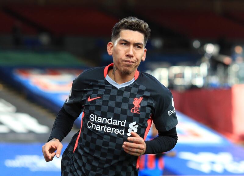 Soccer Football - Premier League - Crystal Palace v Liverpool - Selhurst Park, London, Britain - December 19, 2020 Liverpool's Roberto Firmino celebrates scoring their fifth goal Pool via REUTERS/Adam Davy EDITORIAL USE ONLY. No use with unauthorized audio, video, data, fixture lists, club/league logos or 'live' services. Online in-match use limited to 75 images, no video emulation. No use in betting, games or single club /league/player publications.  Please contact your account representative for further details.