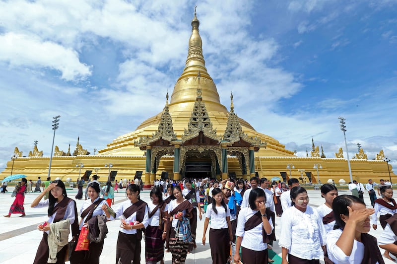 Buddhist devotees visit the Uppatasanti Pagoda in Naypyitaw, Myanmar. Aung Shine Oo / AP Photo