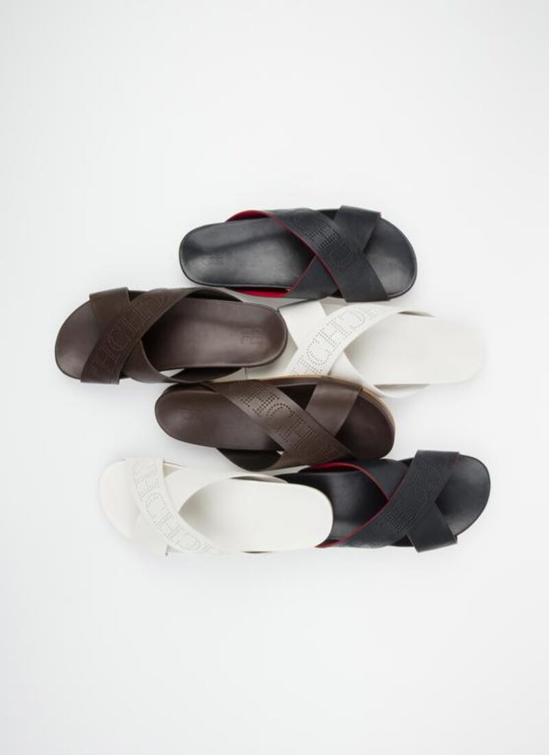 New CH Carolina Herrera sandals for men, exclusive to the Middle East. Courtesy CH Carolina Herrera