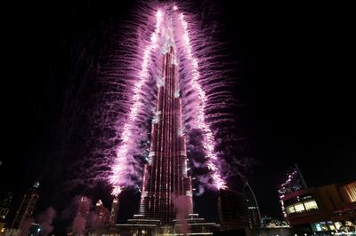 Fireworks at the Burj Khalifa in 2013 after Dubai was named the host city for the World Expo 2020. Christopher Pike / The National