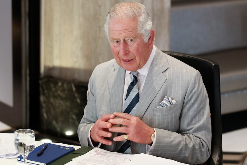 Prince Charles at a round table meeting on a visit to the GrEEK Campus workspace for the Sustainable Markets Initiative in Tahrir Square, Cairo. Reuters