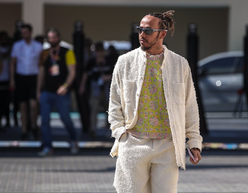Lewis Hamilton of Mercedes arrives for race day at Yas Marina Circuit in Abu Dhabi. All photos: Victor Besa / The National
