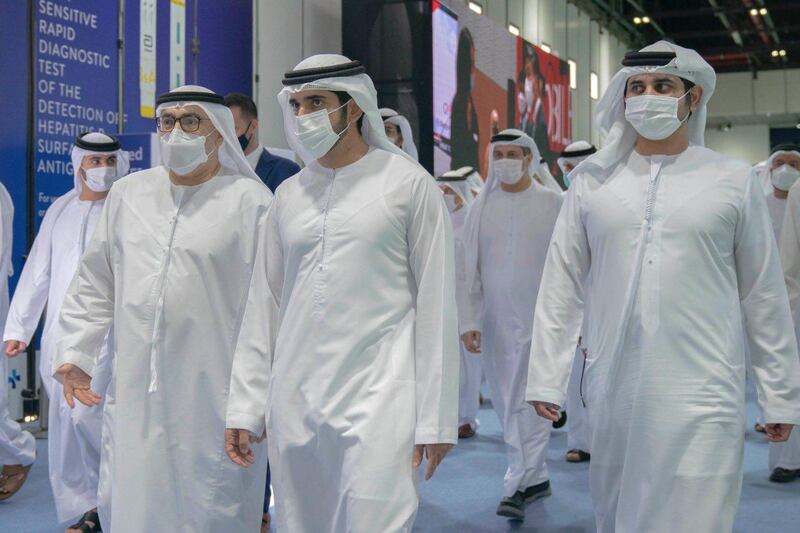 Sheikh Hamdan bin Mohammed, Dubai’s Crown Prince and Sheikh Maktoum bin Mohammed, Deputy Ruler of Dubai, attended Arab Health trade exhibition at Dubai’s World Trade Centre.