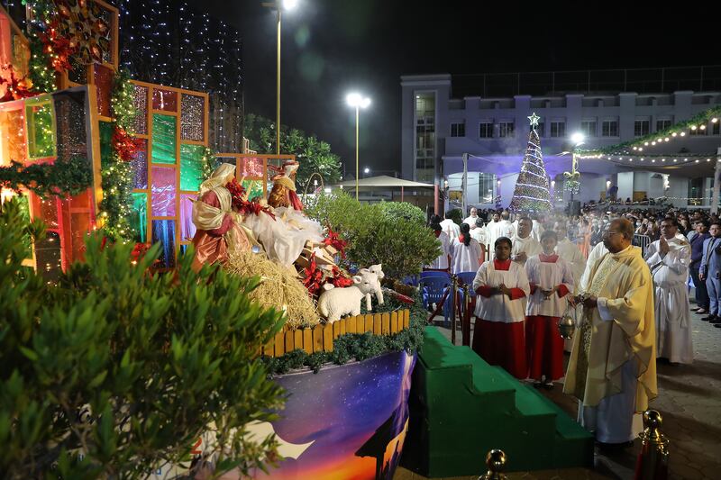 Christmas midnight mass held at St Mary's Catholic Church in Dubai. Pawan Singh / The National