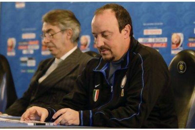 Inter Milan president Massimo Moratti, left, and Rafa Benitez have differences of opinion cropping up.