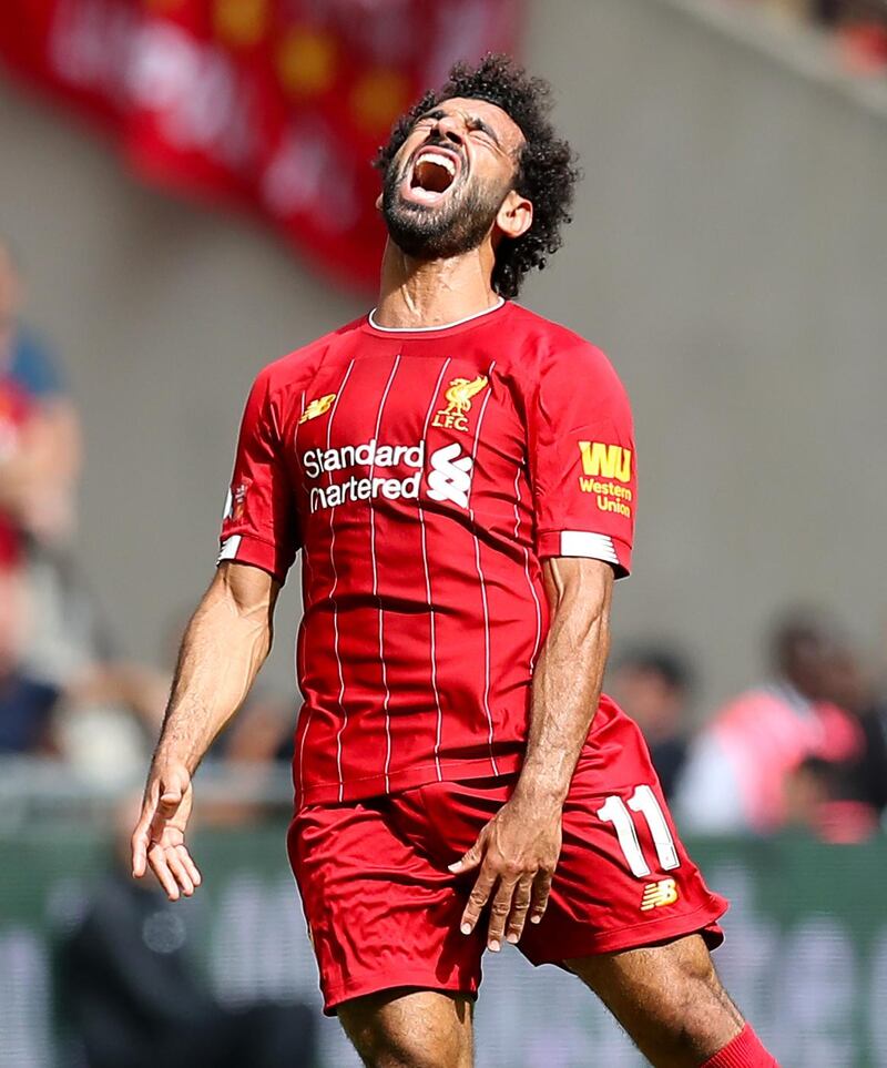 Mohamed Salah appears dejected during the Community Shield match at Wembley. PA Wire